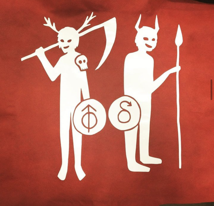 Greek gods Deimos and Phobos fabric print