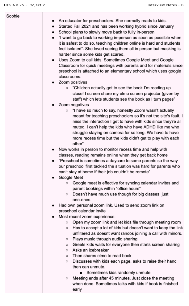 interview insights for interviewee 2