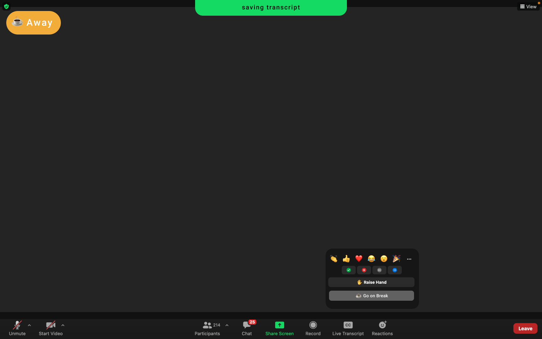 participant break active screen