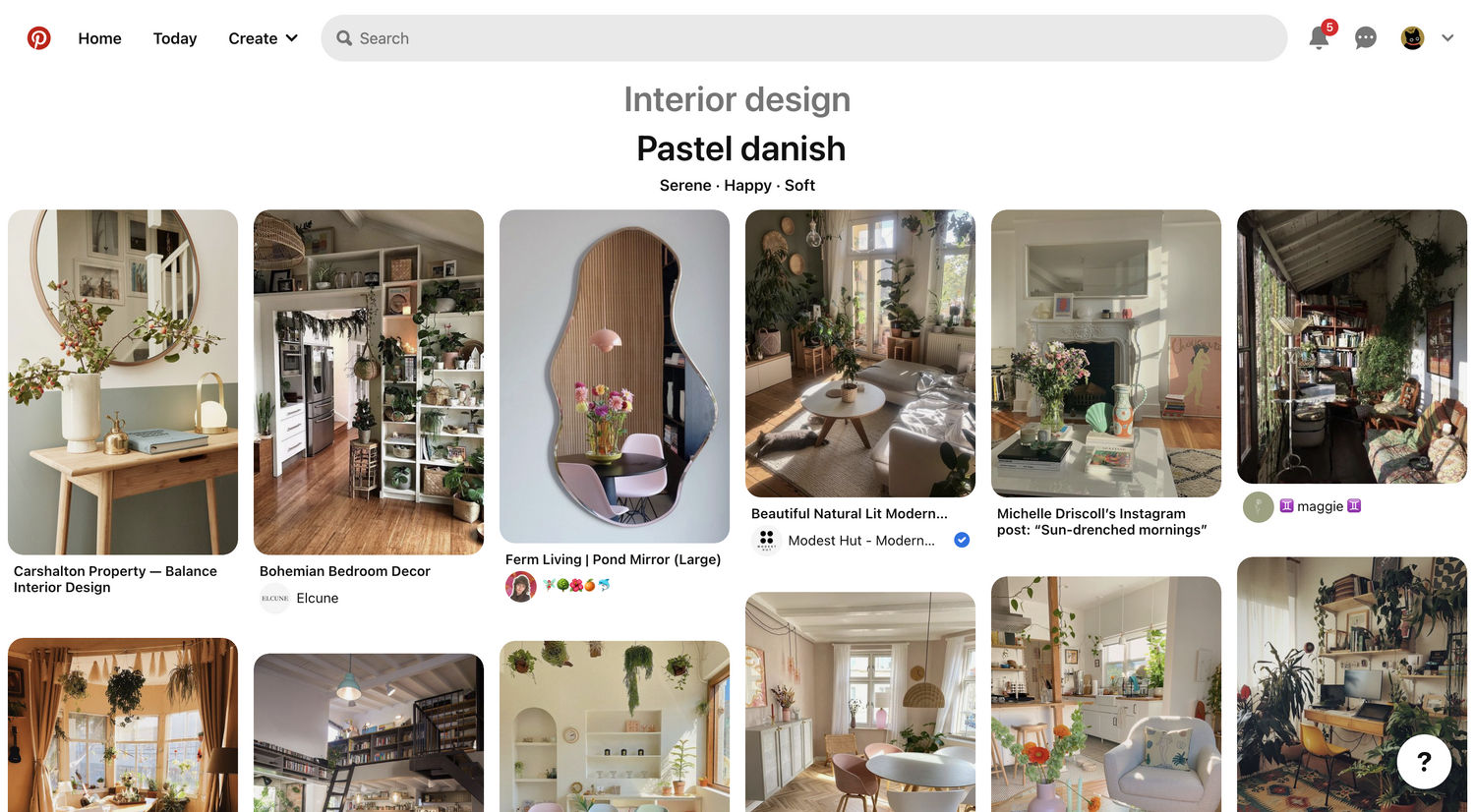 screenshot of pinterest pastel danish search