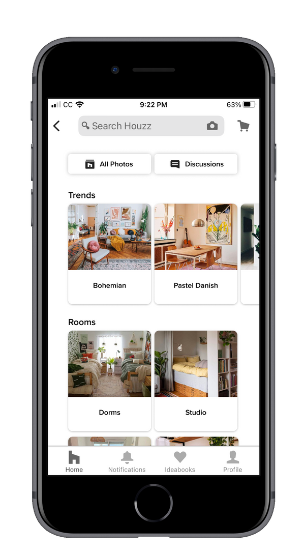 figma mockup of houzz trends page