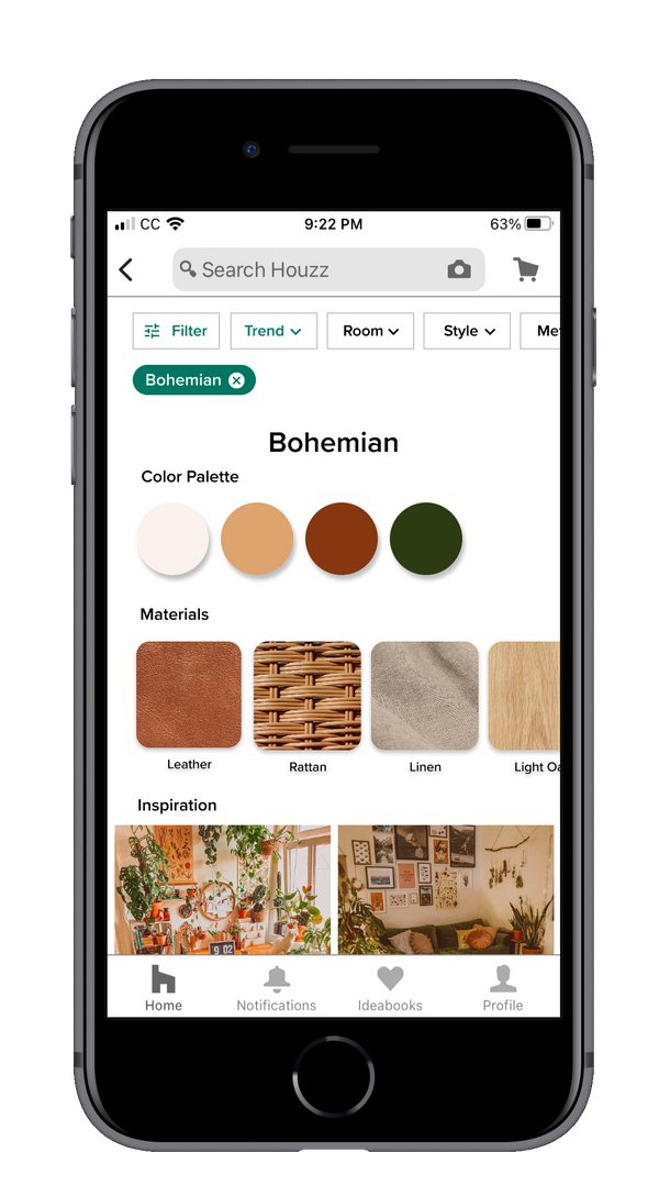 figma mockup of houzz trends page
