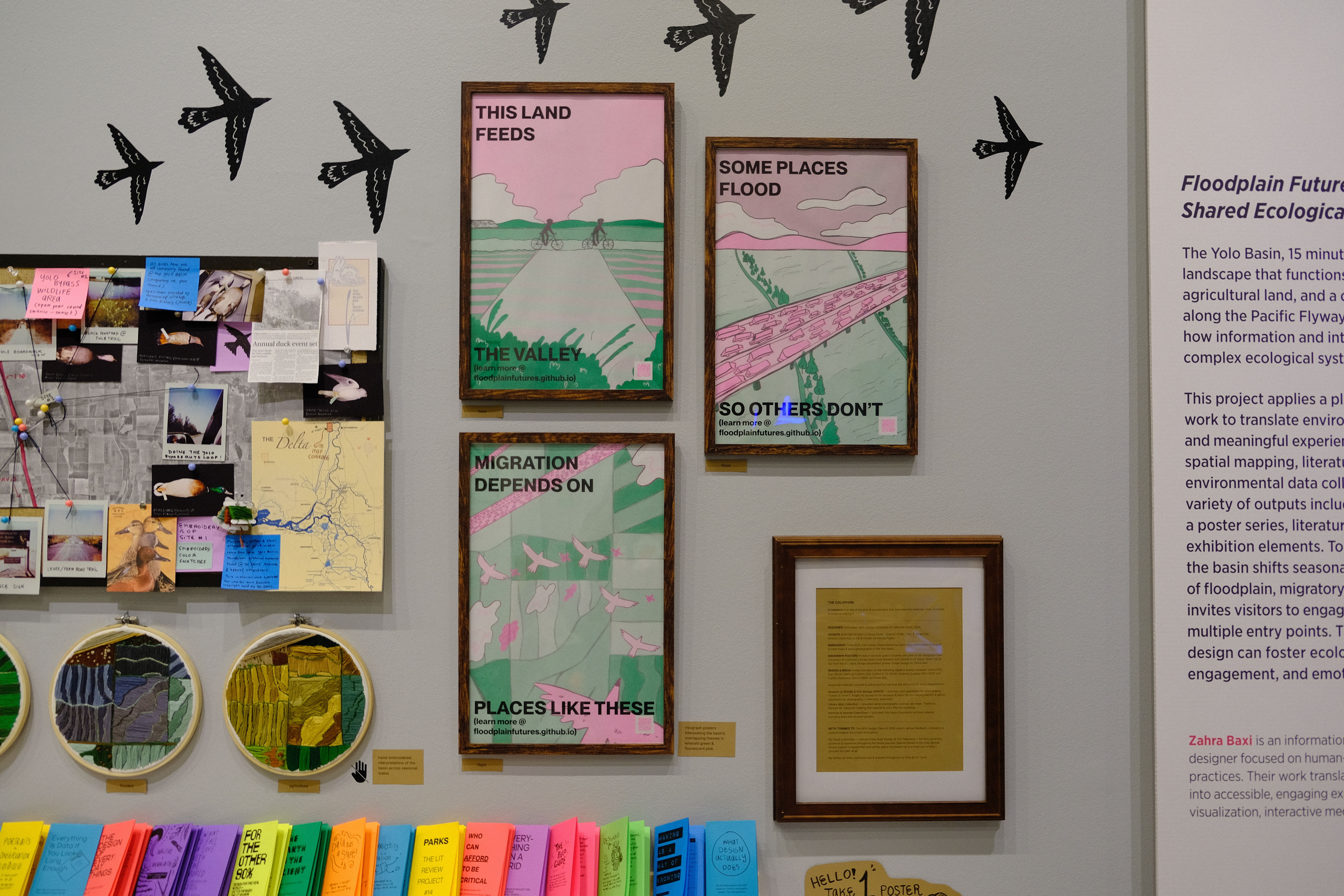 the three risograph posters framed on the wall