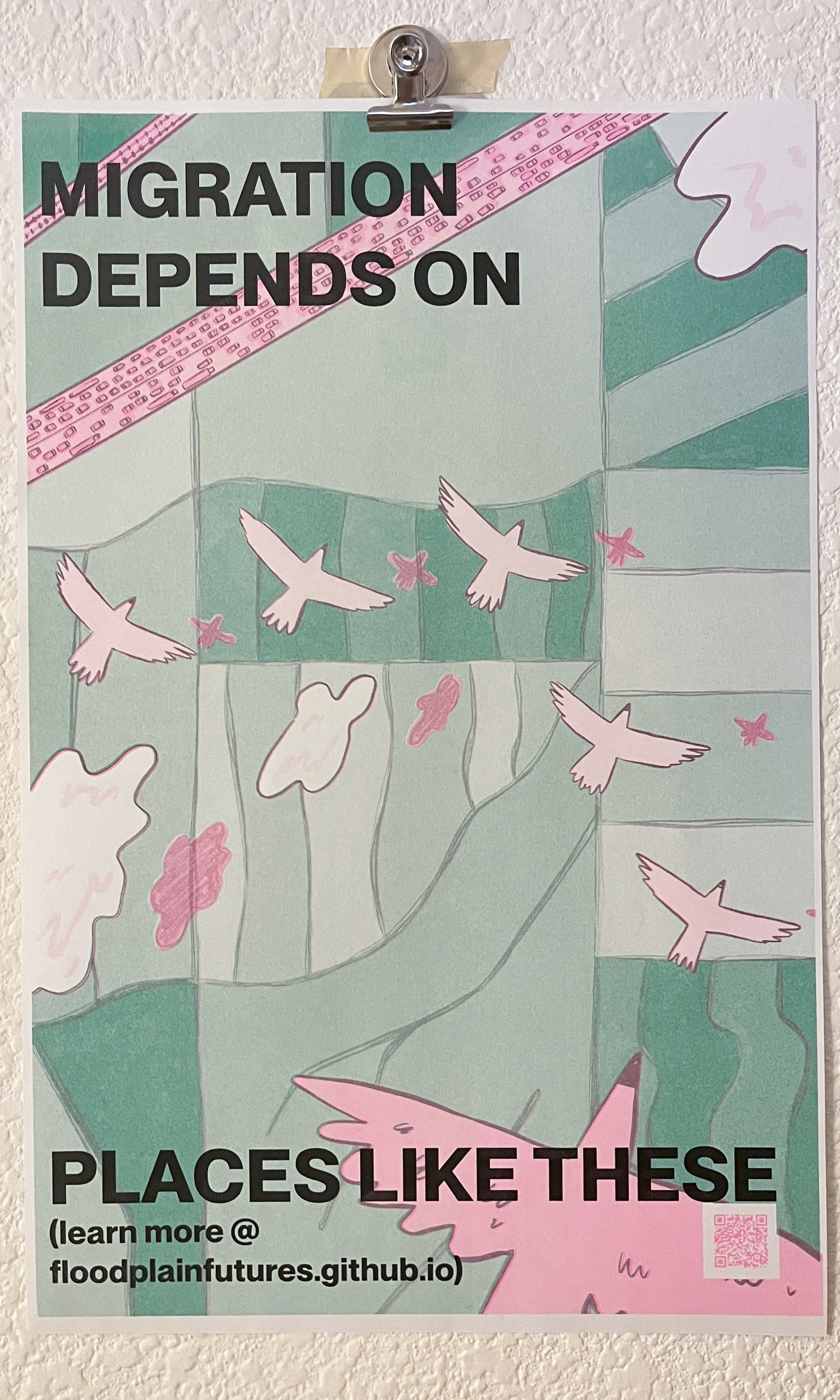 risograph poster: Migration Depends on Places Like These