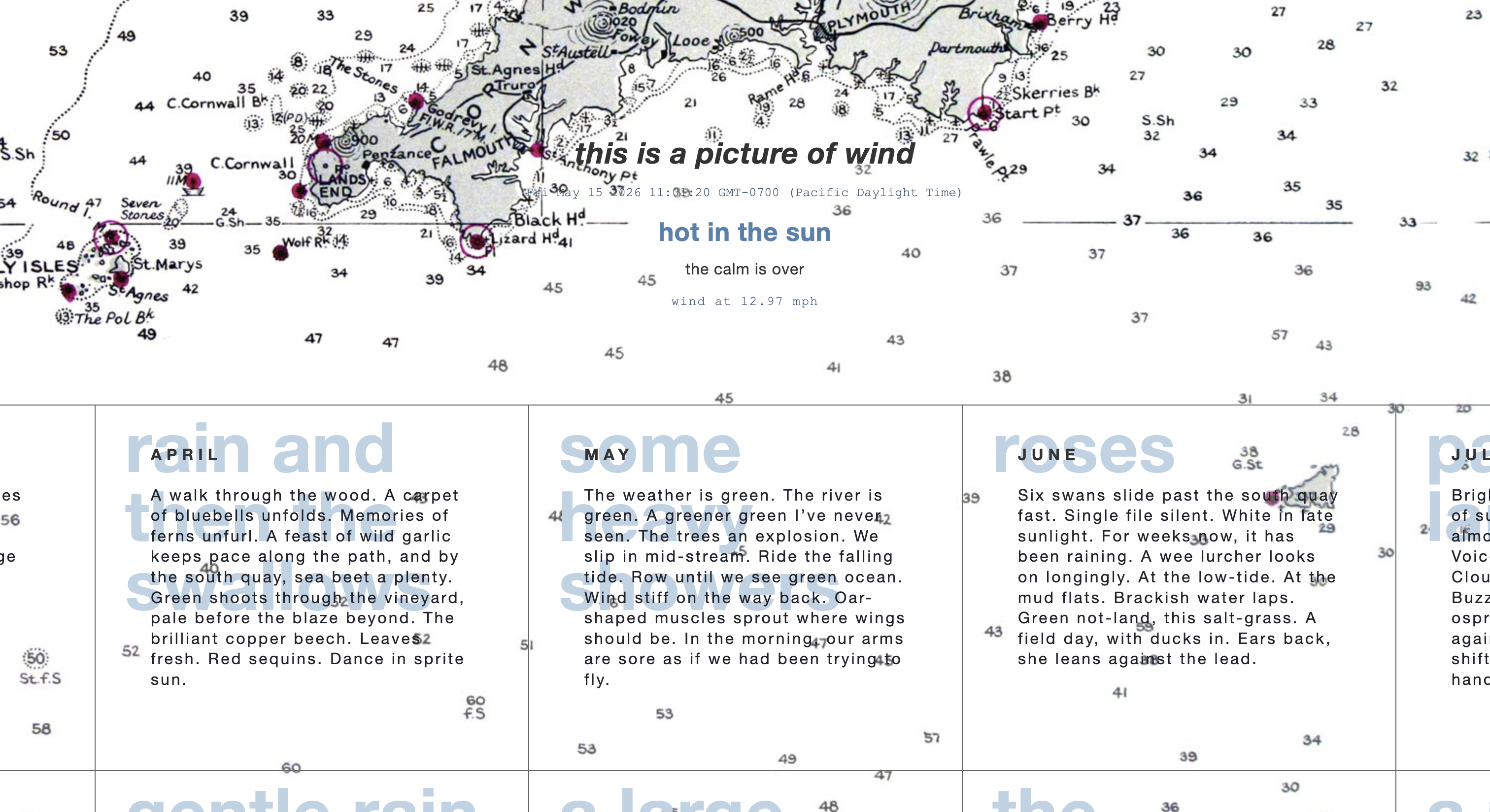a screenshot of the website for this is a picture of wind by jr carpenter
