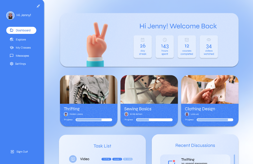 homepage concept for those enrolled in neoniche