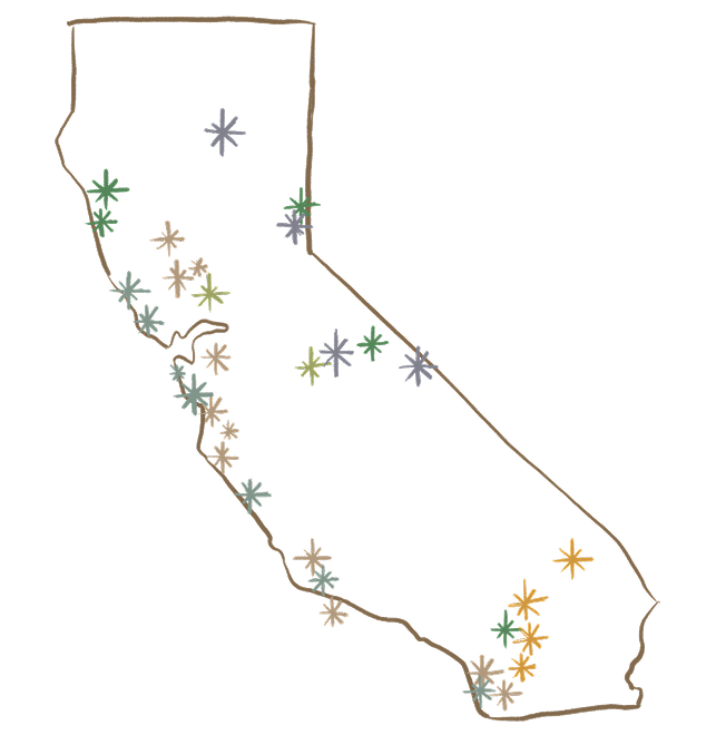 map of california with the UC reserve locations highlighted