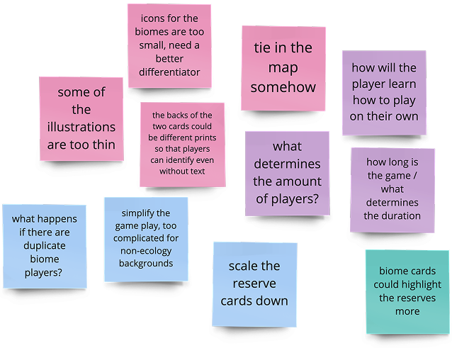 feedback post its from playtesting